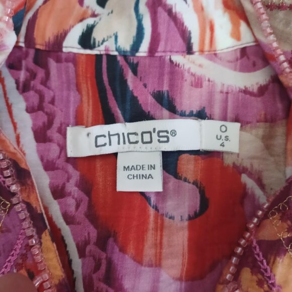 Chico’s Women’s 0 (US 4) Beaded Embellished Boho Tunic Top Paisley Multicolor - Picture 2 of 8